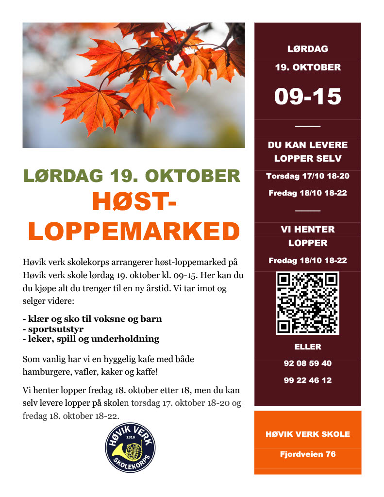 Høstloppemarked lørdag 19. oktober